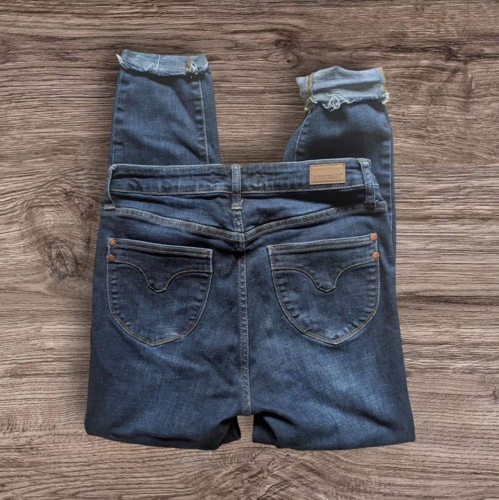 Judy Blue Dark Wash‎ FivePocket Raw Hem Skinny Fit Jeans Size 7/28